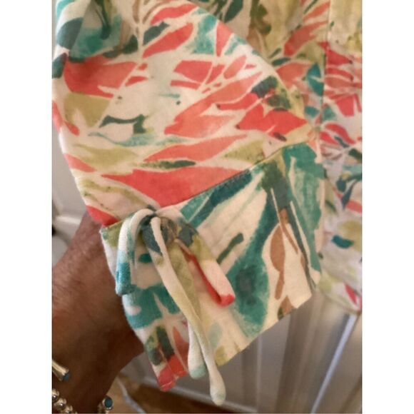 JM Collection 100% Linen Button Down Shirt Sz 14 Floral - Picture 4 of 8